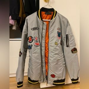 Zara Korea Women's Bomber Jacket Blue gray